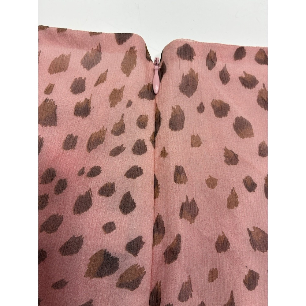 Dana Buchman Women Pink Silk Leopard Print Skirt Ruffle Hem Whimsigoth Y2K Sz 12 - Picture 8 of 9